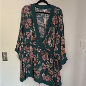 Maurices Teal Floral Blouse